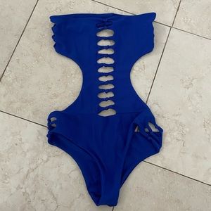 One piece open back MIKOH bathing suit. Size Large